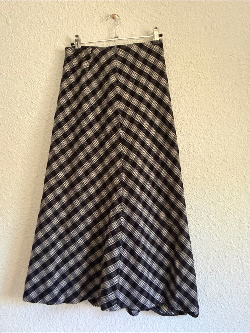 Vintage Womens Black and White Plaid A-Line Skirt
